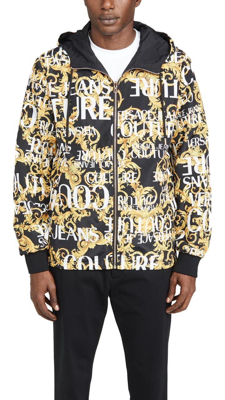 Versace Jeans Couture Logo Baroque Print Reversible Nylon Jacket