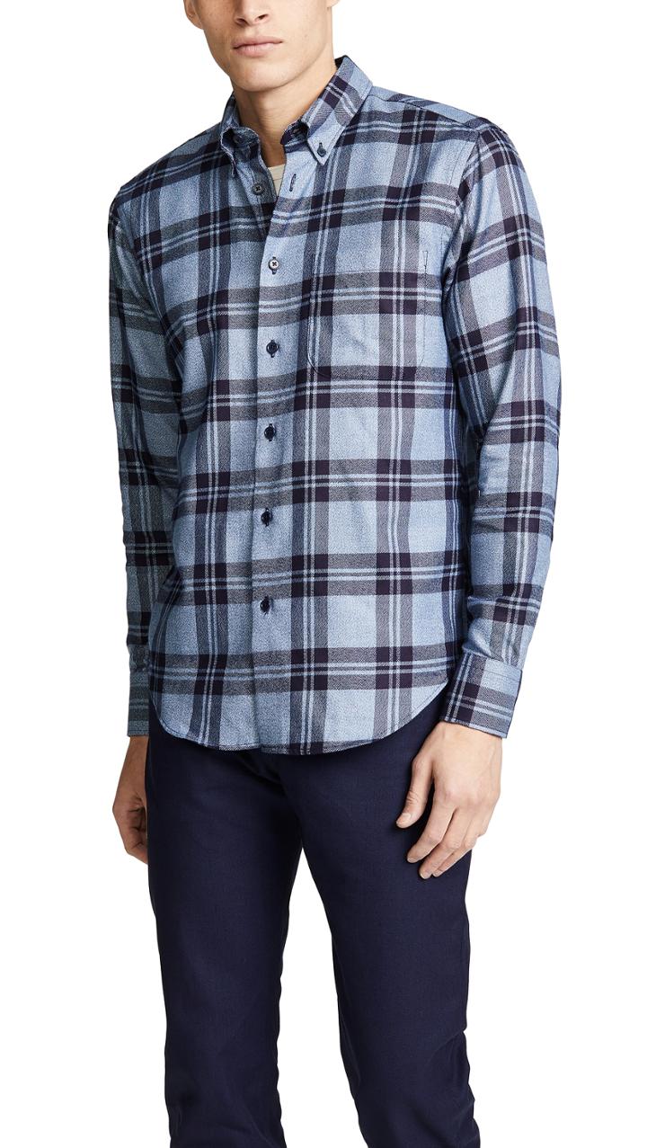 Naked Famous Indigo Melange Check Shirt
