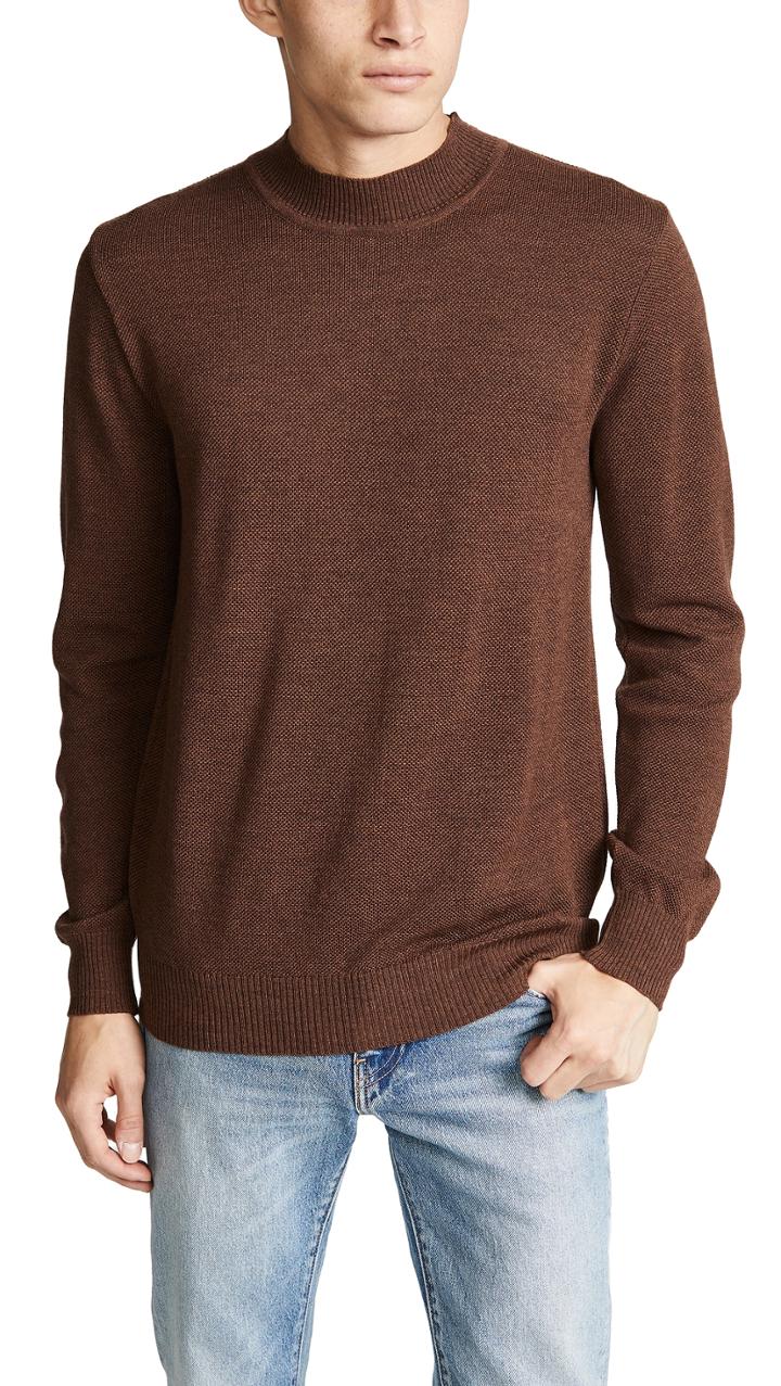 De Bonne Facture Mock Neck Pique Sweater