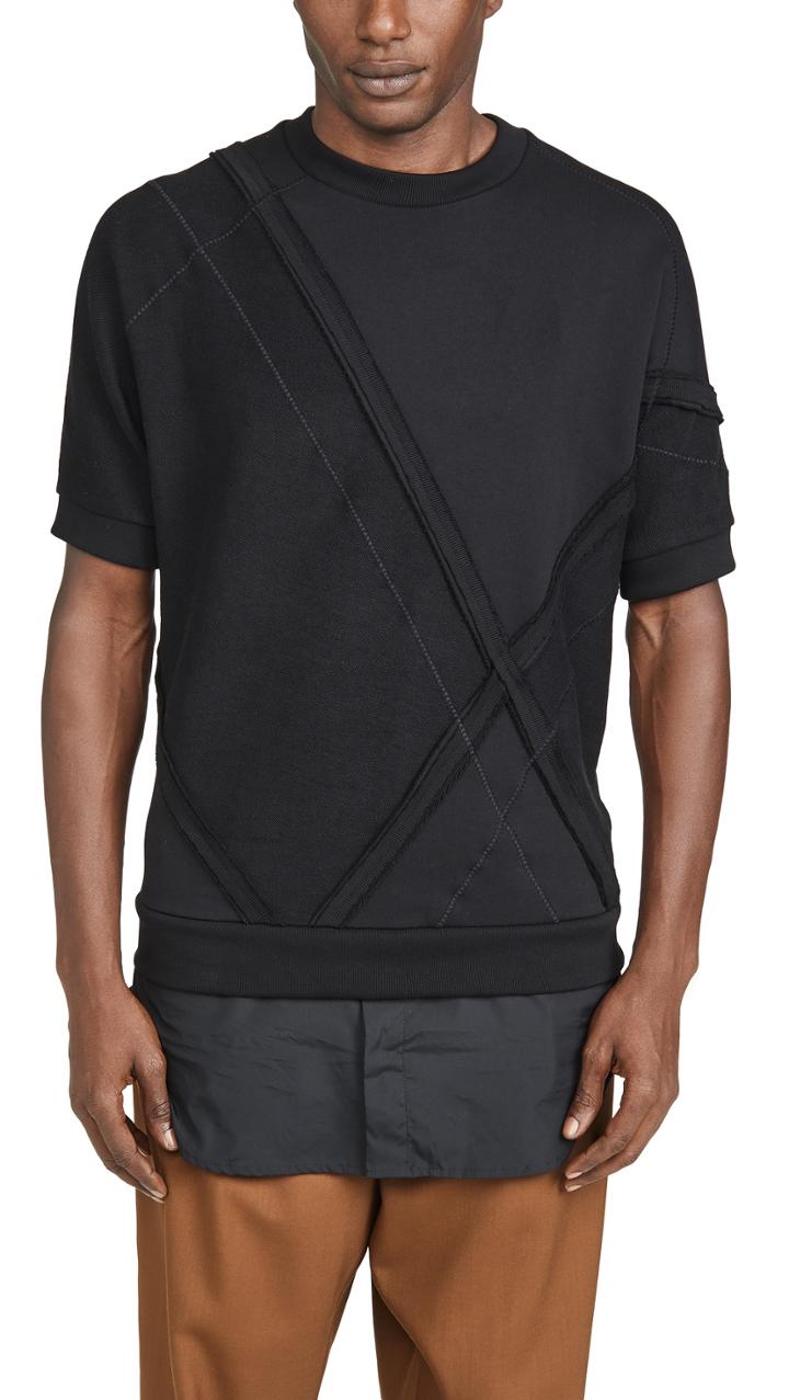 3 1 Phillip Lim Short Sleeve Patchwork Dolman Sweatshirt