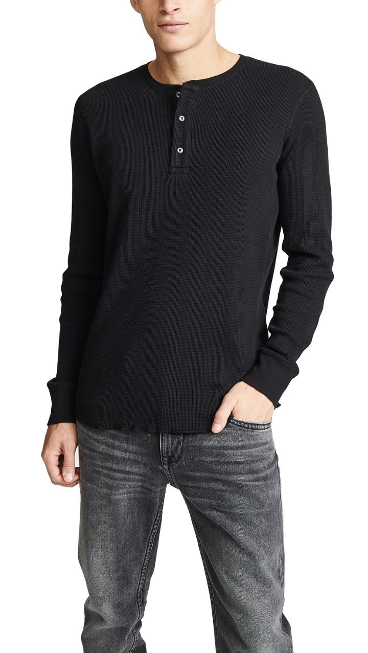 Wings Horns Thermal Long Sleeve Henley Shirt