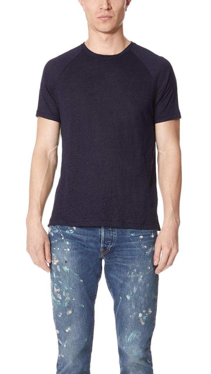 Club Monaco Linen Raglan Crew Tee
