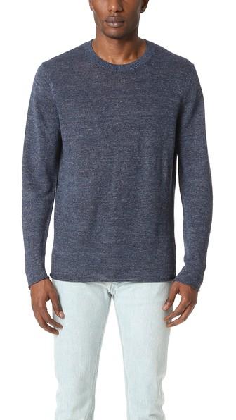 Vince Raw Edge Linen Crew Sweater