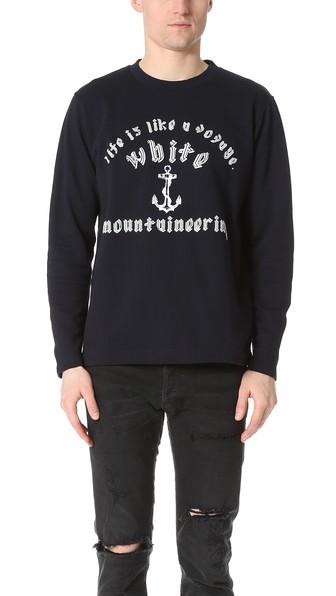 White Mountaineering Anchor Printed Fleece Lined Crew Sweatshirt