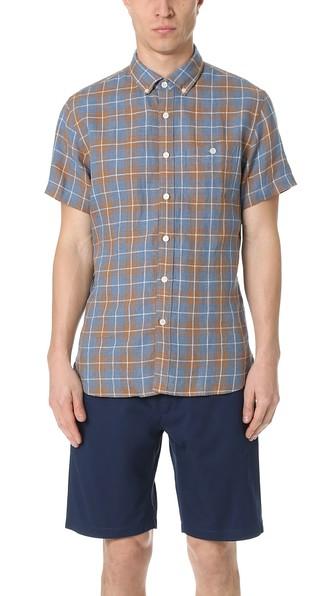 Todd Snyder Short Sleeve Linen Check Shirt