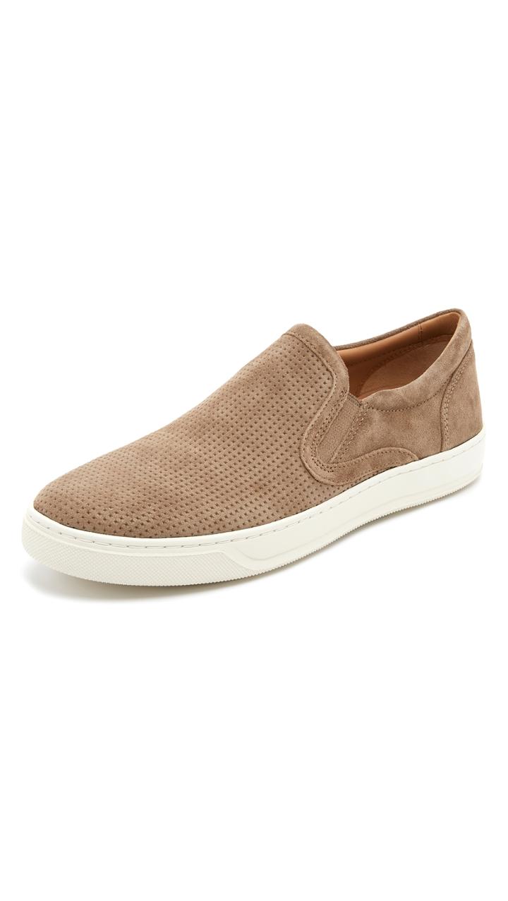 Vince Ace Perforated Suede Slip On Sneakers