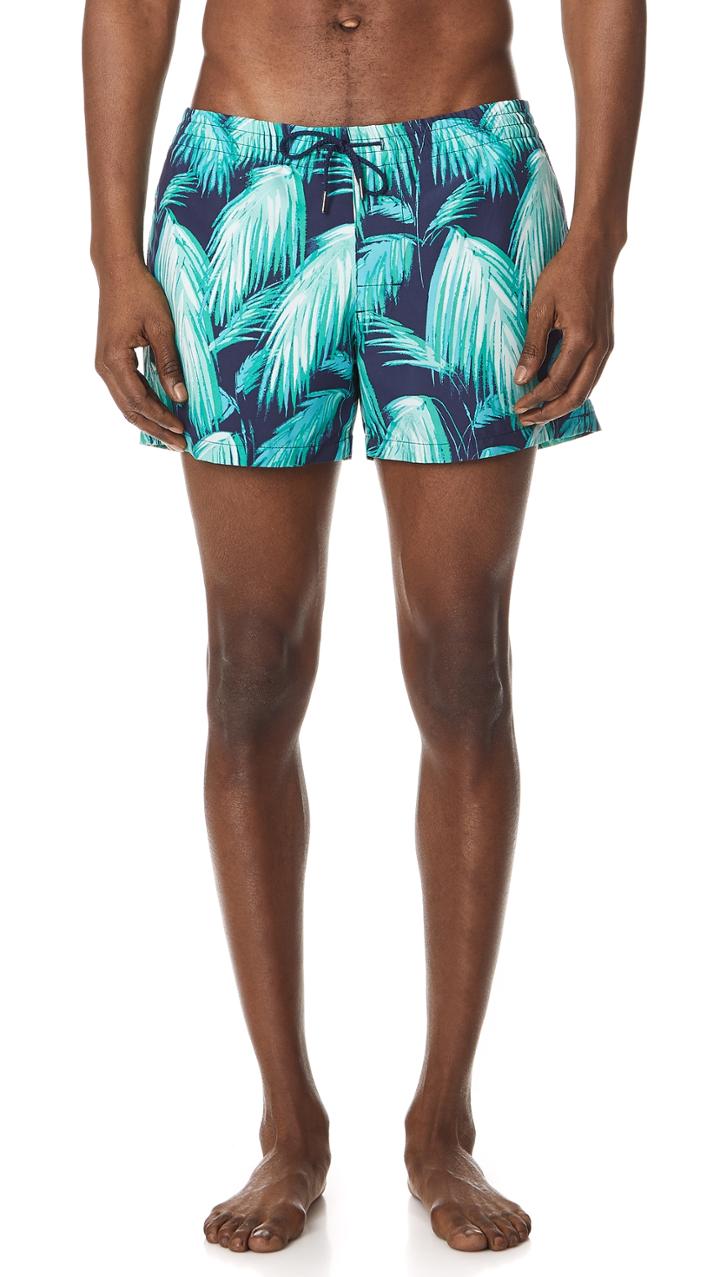 Club Monaco Arlen Palm Fronds Print Trunks