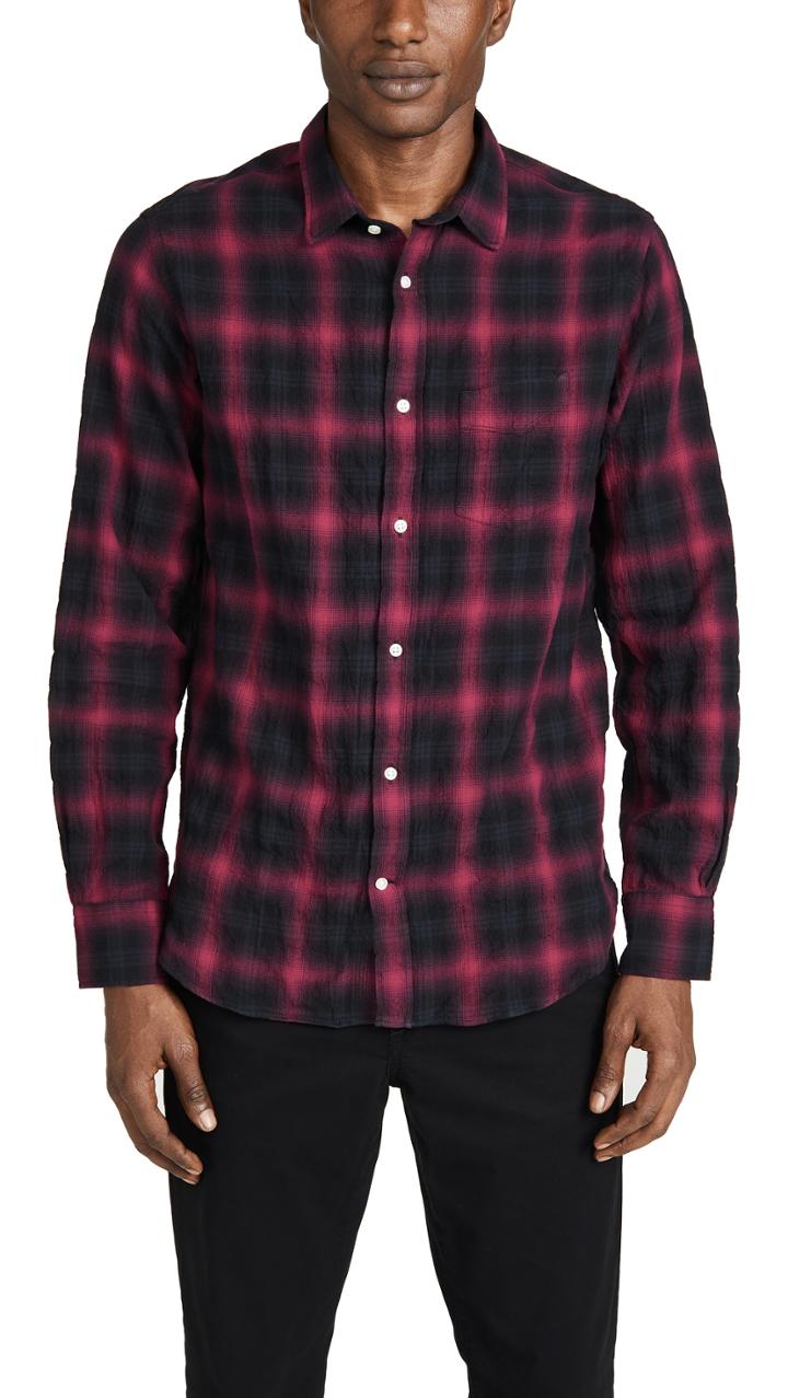 Officine Generale Japanese Shadow Plaid Button Down Shirt