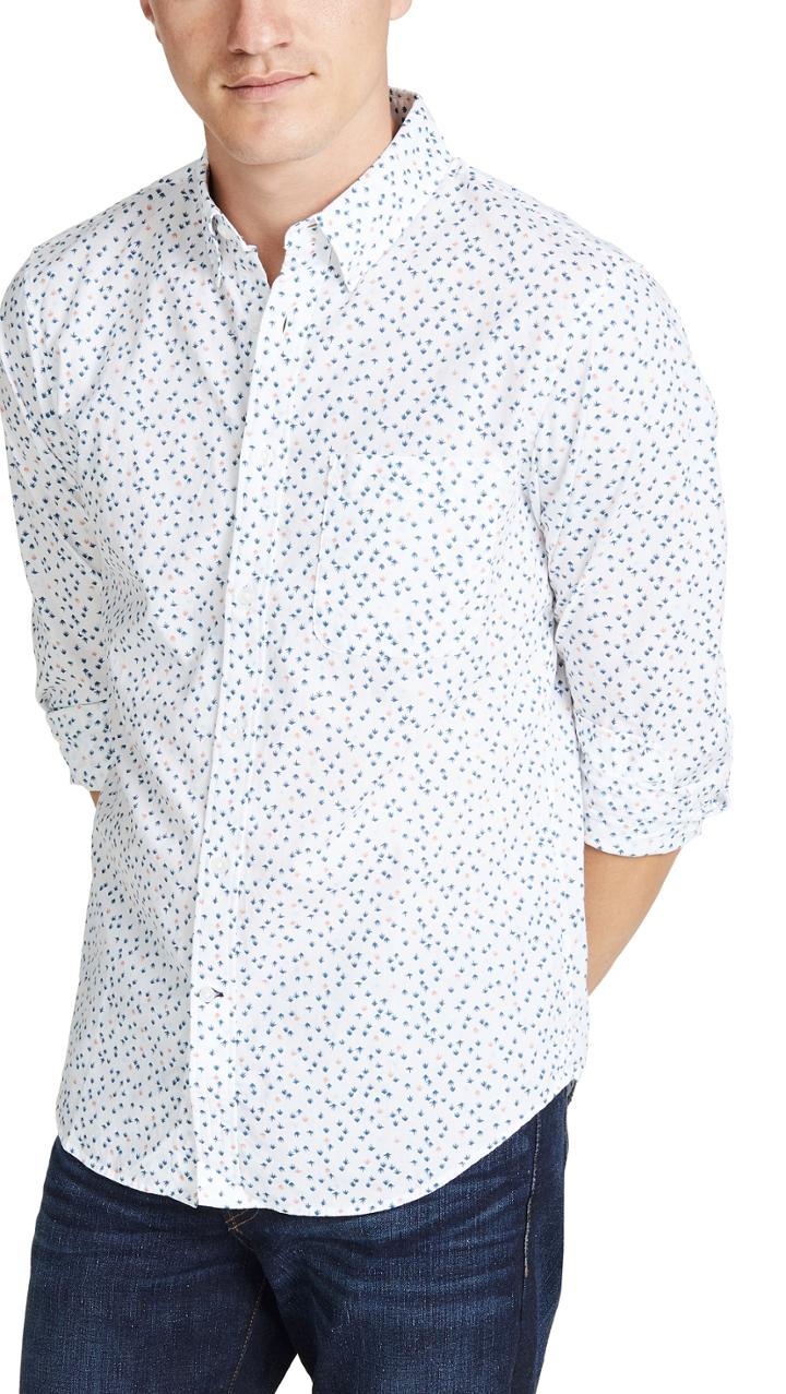 Club Monaco Slim Button Down Agave Ditsy Shirt