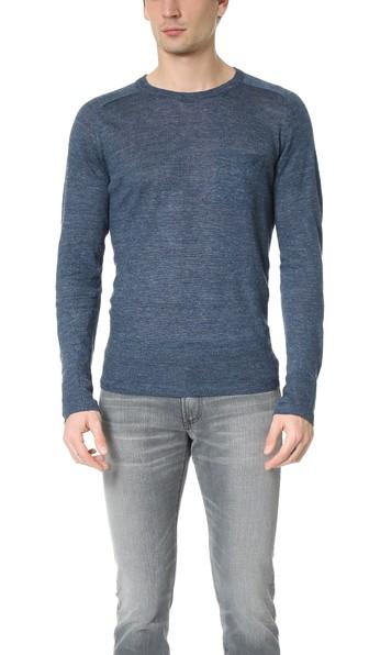 Todd Snyder Saddle Pocket Linen Crew Sweater
