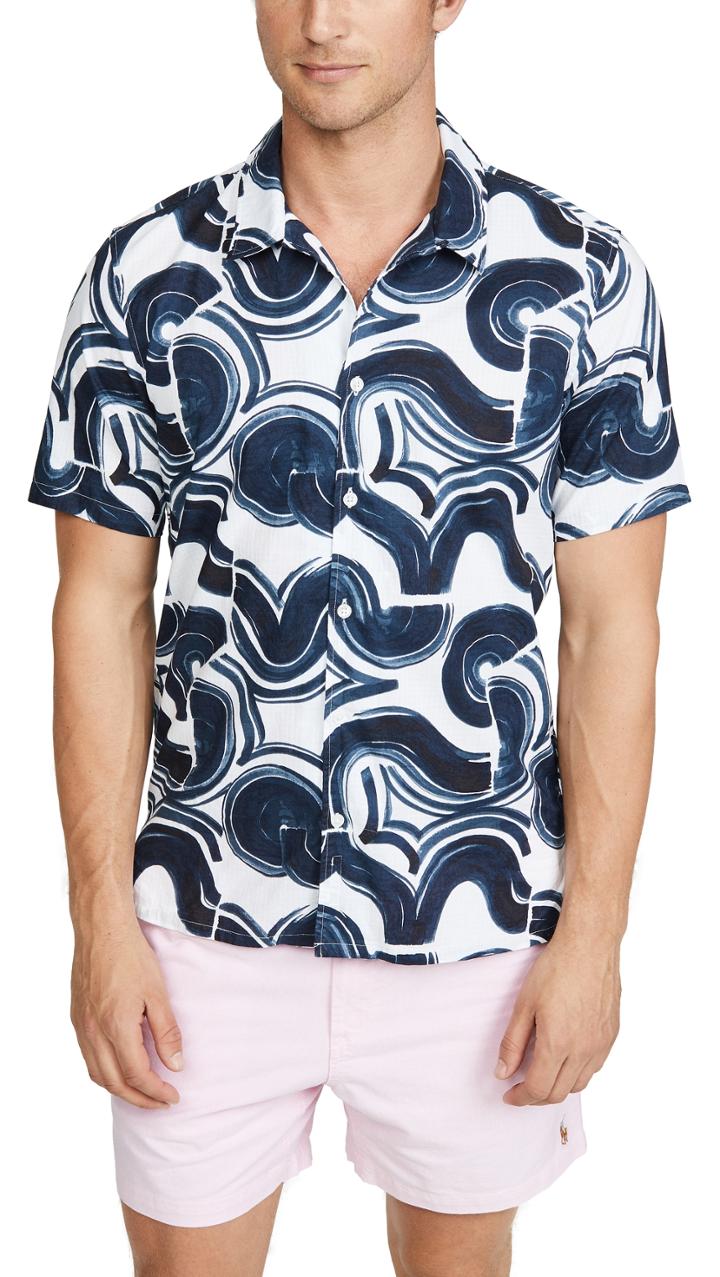 Club Monaco Short Sleeve Loop Wave Shirt