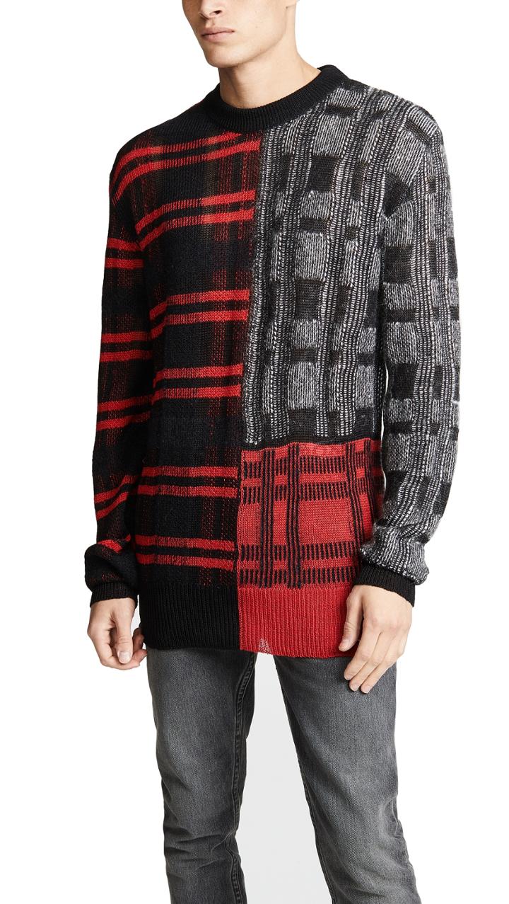 Mcq Alexander Mcqueen Patchwork Check Crewneck Pullover