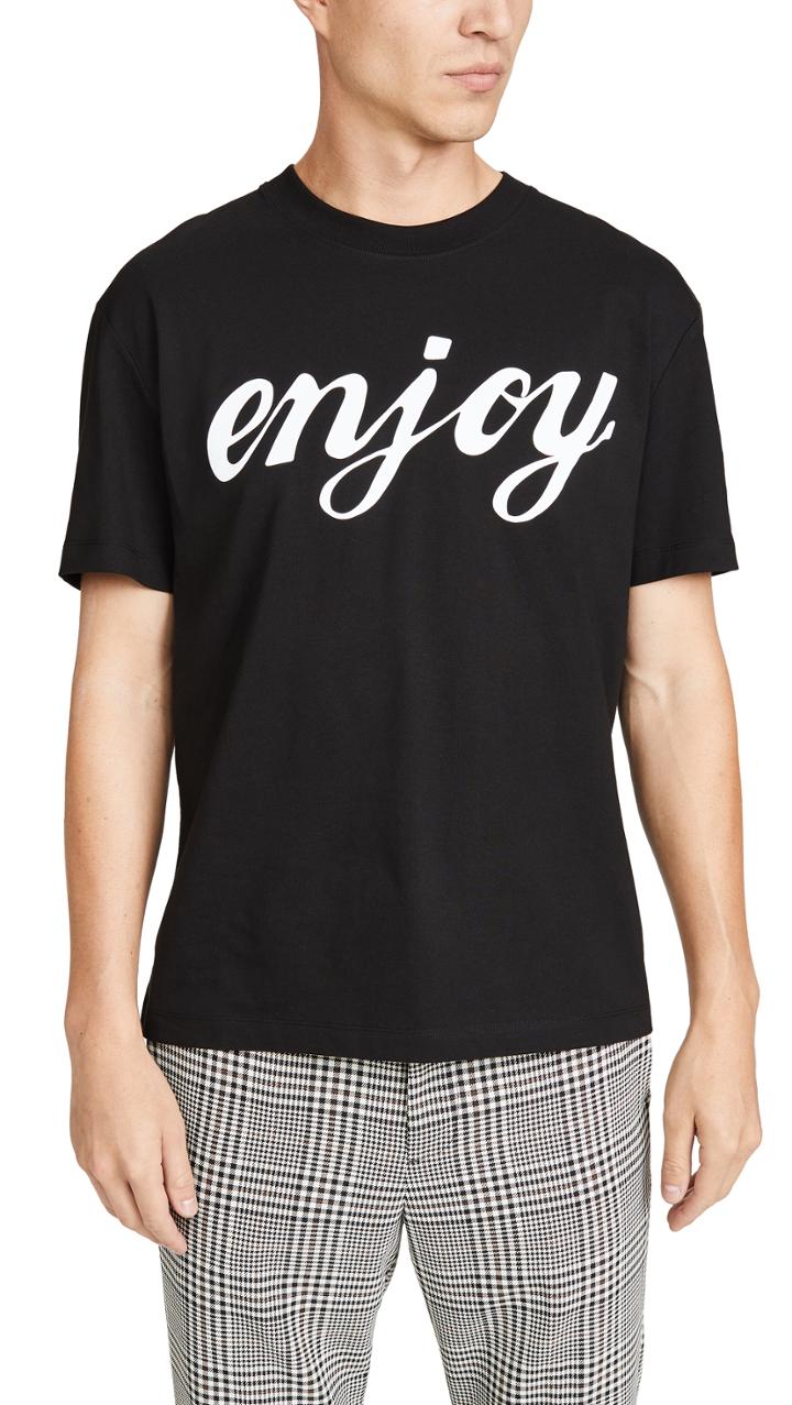 Mcq Alexander Mcqueen Short Sleeve Dropped Shoulder Enjoy Tee