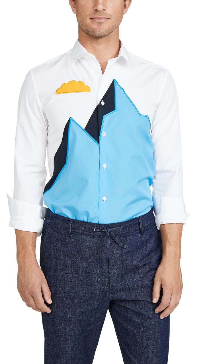 Kenzo Slim Embroidered Long Sleeve Button Down Shirt