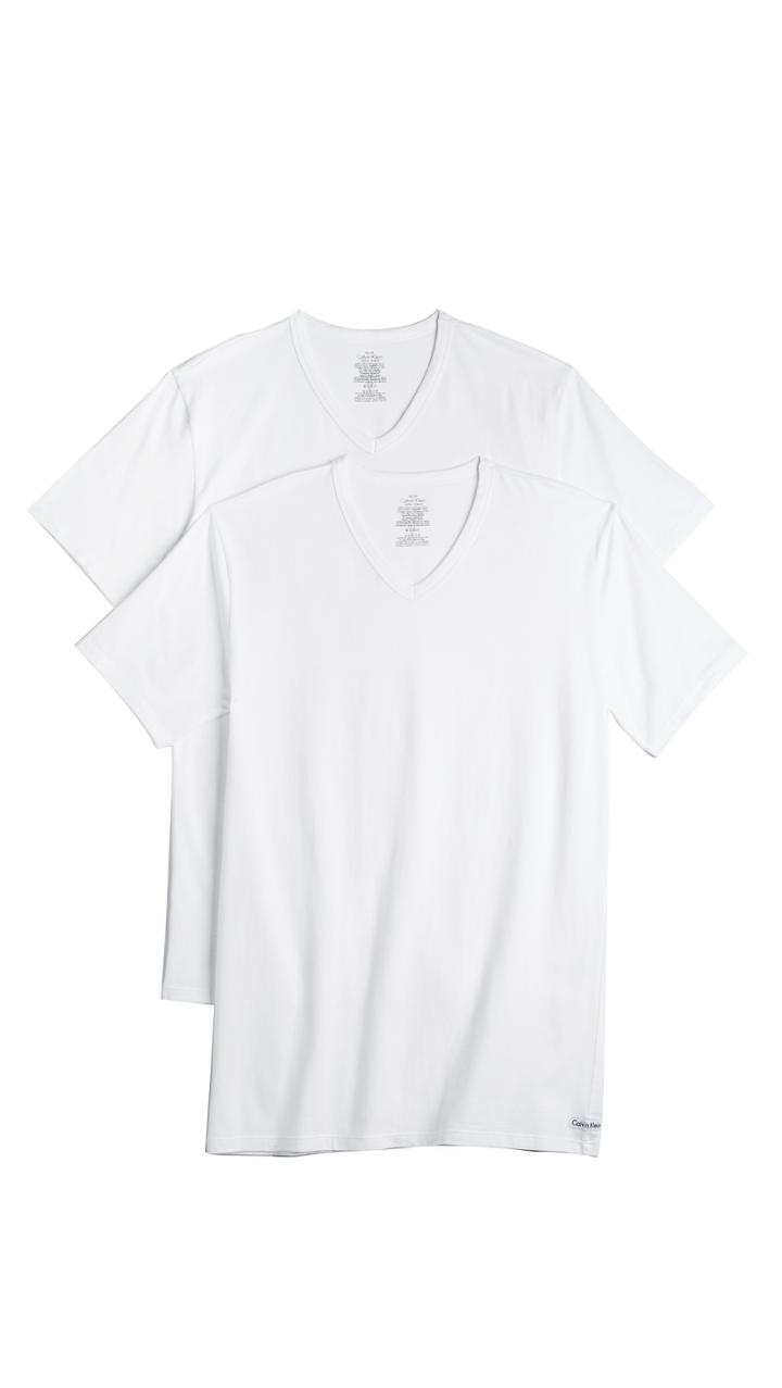 Calvin Klein Underwear 2 Pack Cotton Stretch V Neck Tee