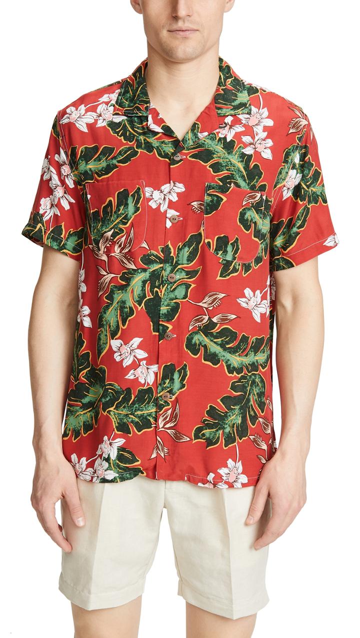 J Crew Short Sleeve Printed Camp Collar Shirt