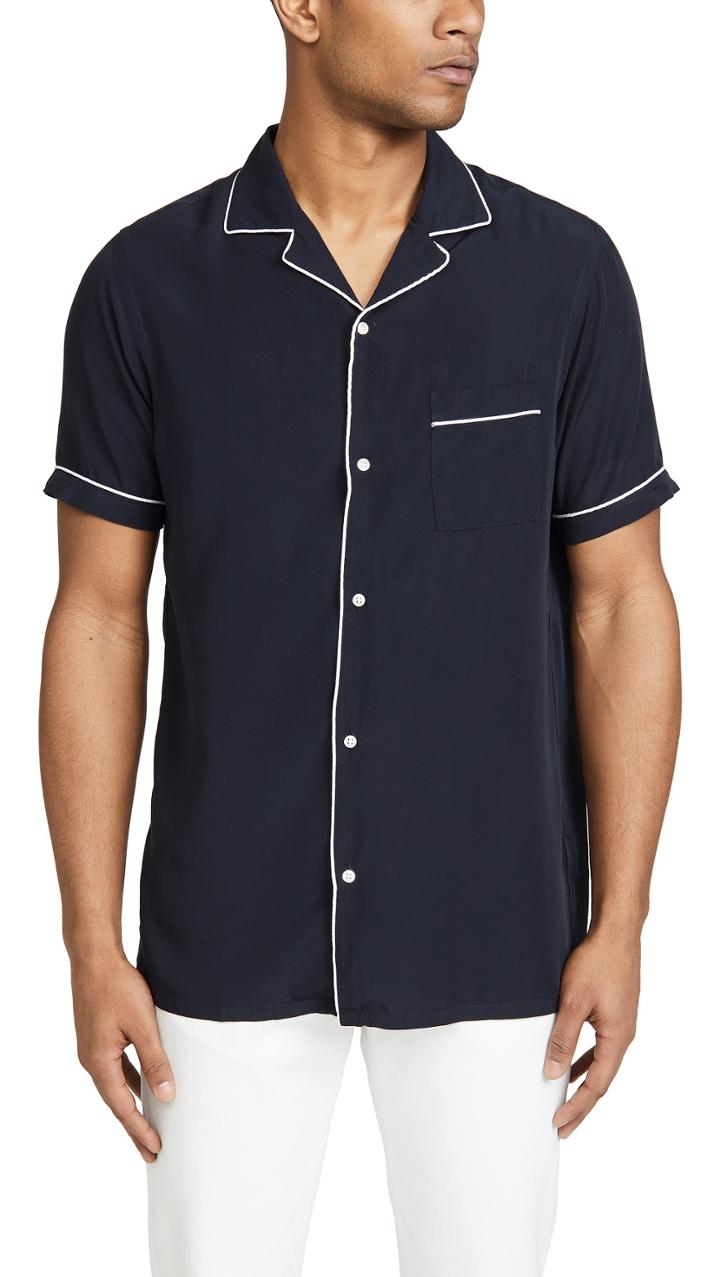 Officine Generale Jeffrey Piping Tencel Shirt