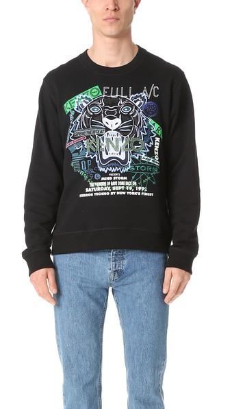 Kenzo Embroidered Flyer And Tiger Crew Sweatshirt