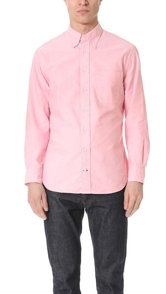 Gitman Vintage Long Sleeve Pink Oxford Shirt