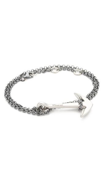 Miansai Sterling Silver Anchor On Chain Bracelet
