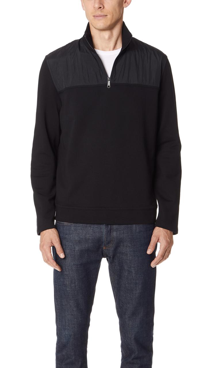 Vince Mixed Media Half Zip Jacket