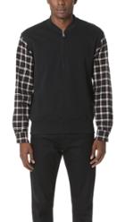 3 1 Phillip Lim Henley Sweatshirt With Flannel Over Sleeves