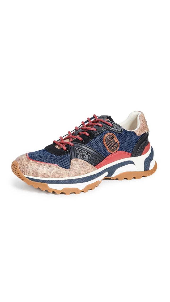 Coach New York C143 Sig Mixed Material Sneakers
