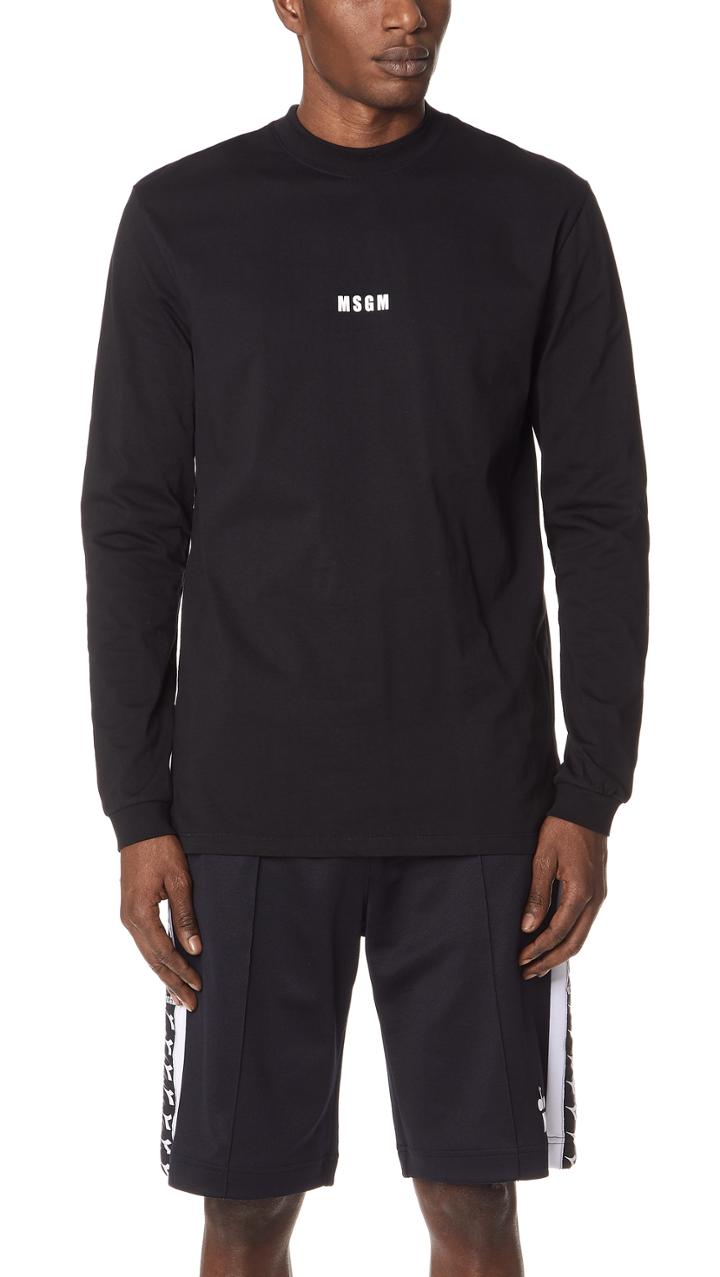 Msgm Long Sleeve Logo Tee