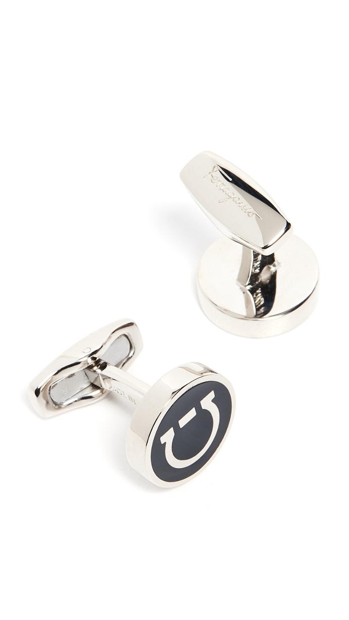 Salvatore Ferragamo Enamel Inlaid Gancio Cufflinks