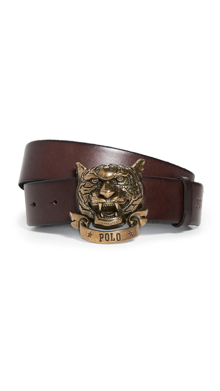 Polo Ralph Lauren Tiger Head Buckle Leather Belt