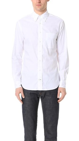 Gitman Vintage Long Sleeve White Zephyr Oxford Shirt