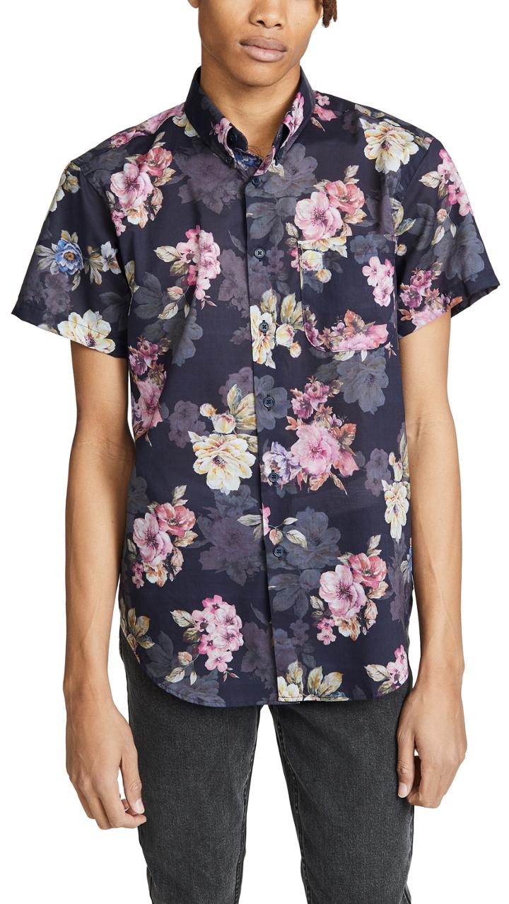Naked Famous Easy Shirt Flowers Painting