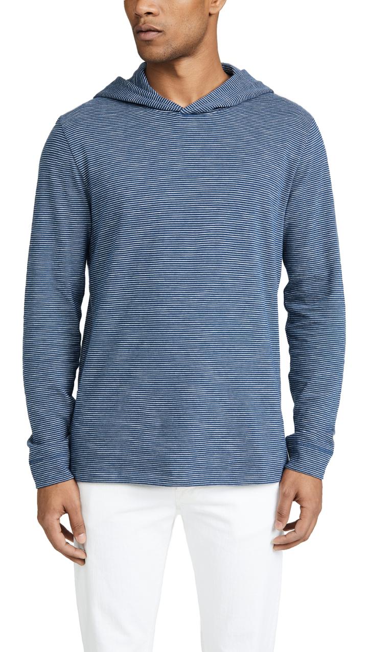 Vince Long Sleeve Striped Slub Pullover Hoodie