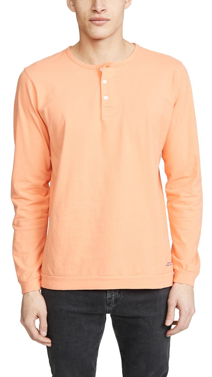 Saturdays Nyc Mitch Pima Henley T Shirt