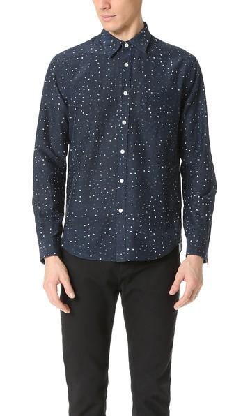 Vince Single Pocket Dot Long Sleeve Shirt