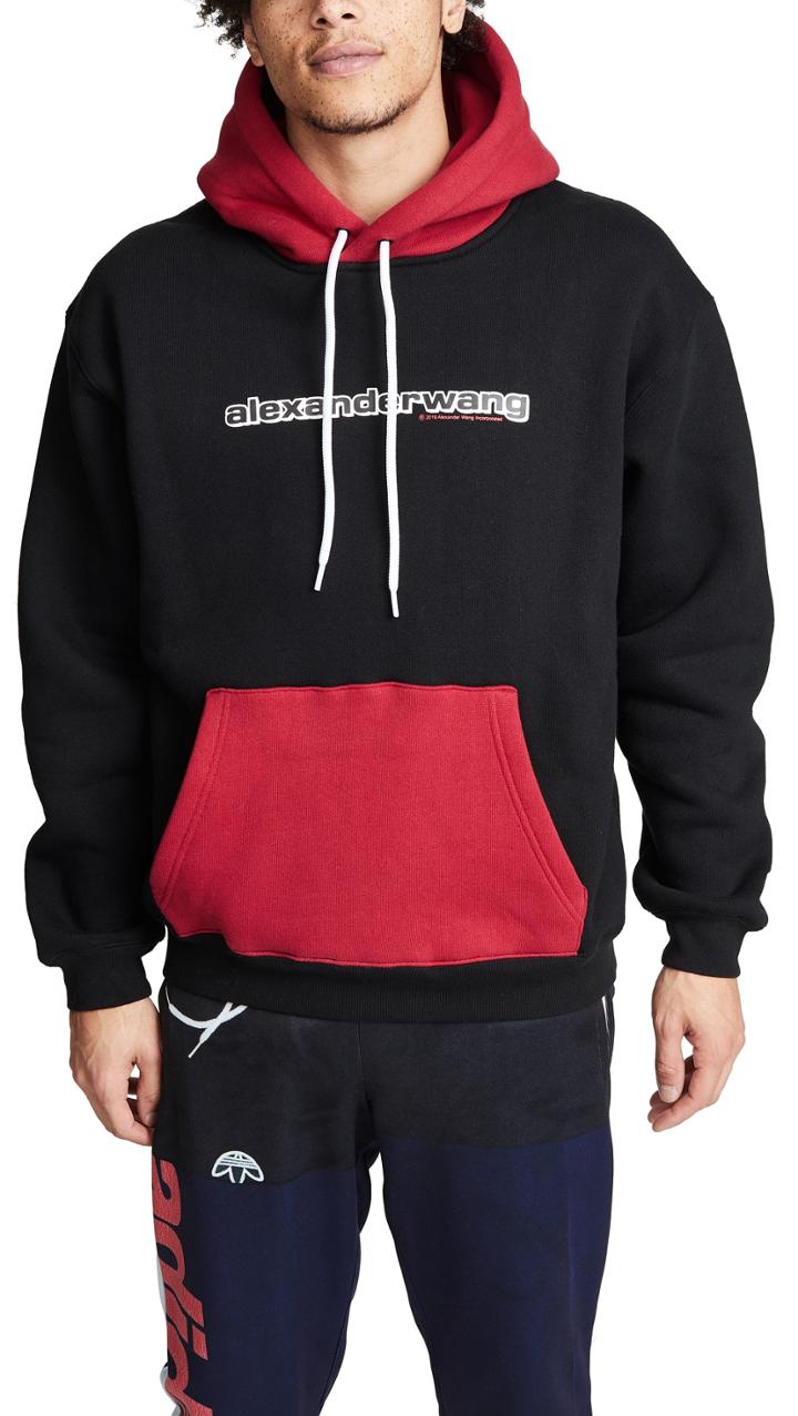 Alexander Wang Compact Fleece Two Tone Logo Hoodie