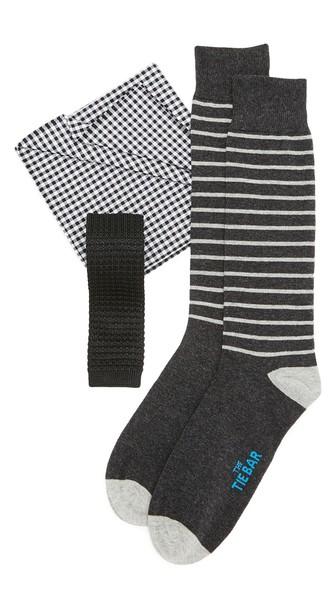 The Tie Bar Black Knit Silk Tie Set