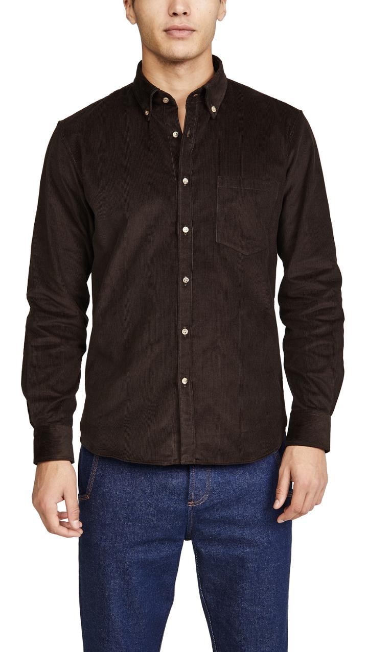 De Bonne Facture Long Sleeve English Corduroy Button Down Shirt