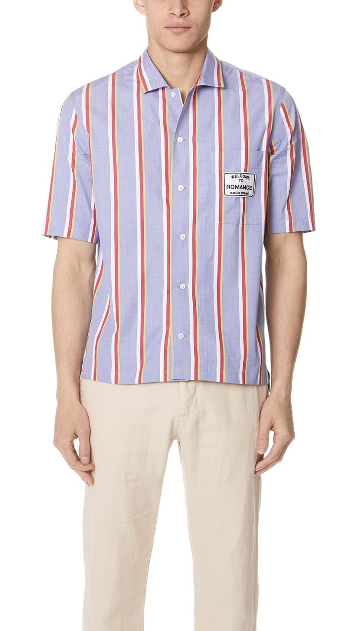 Maison Kitsune Stripes Short Sleeve Shirt
