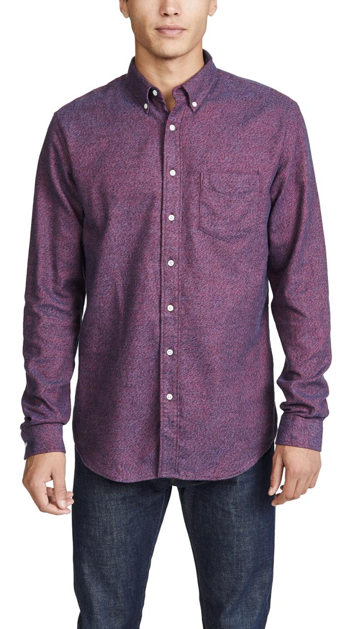 Schnayderman S Button Down Melange Flannel Shirt
