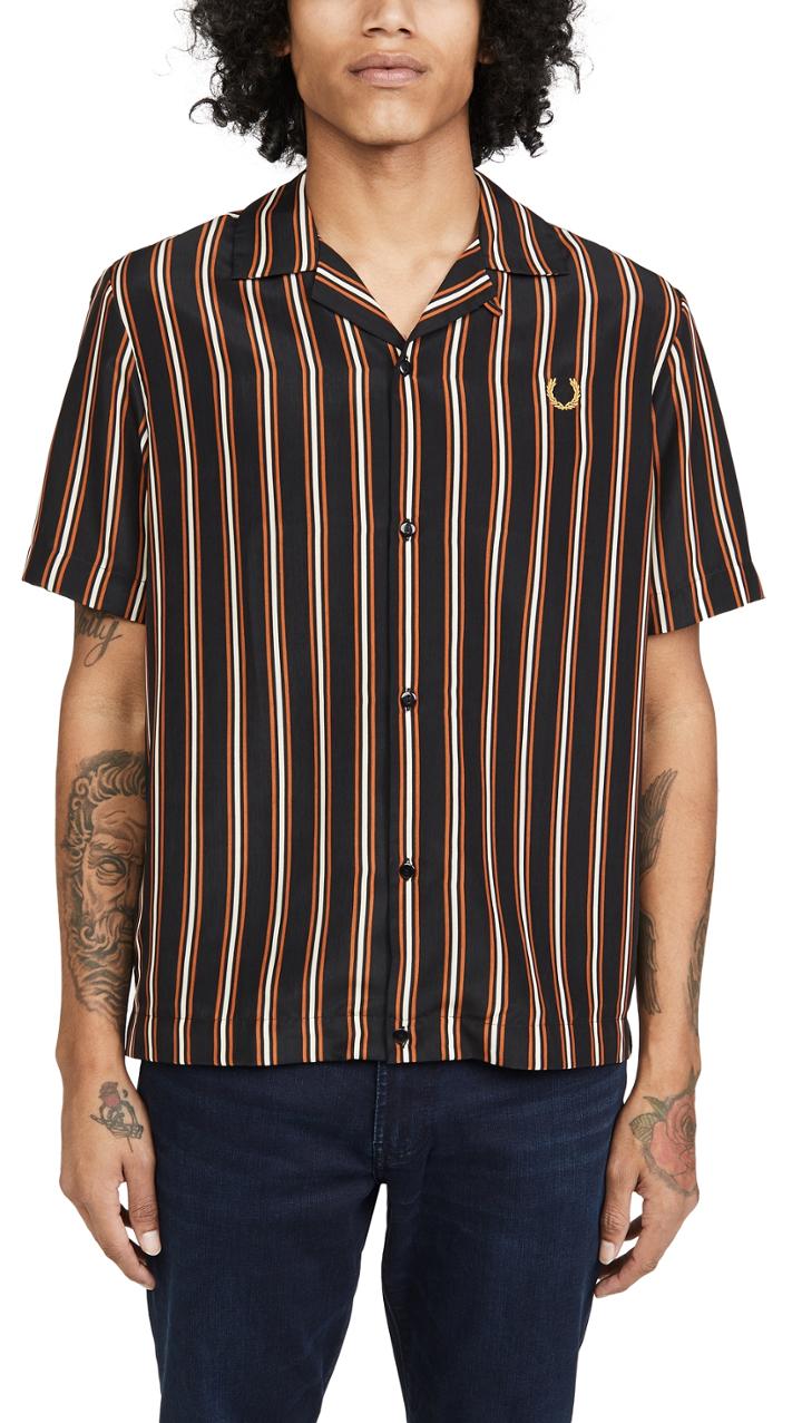 Fred Perry Miles Kane Striped Camp Collar Shirt