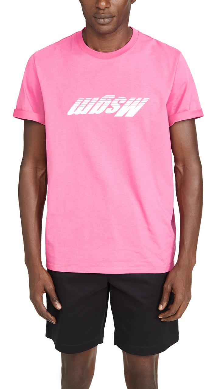 Msgm Upside Down Fast Logo Tee Shirt
