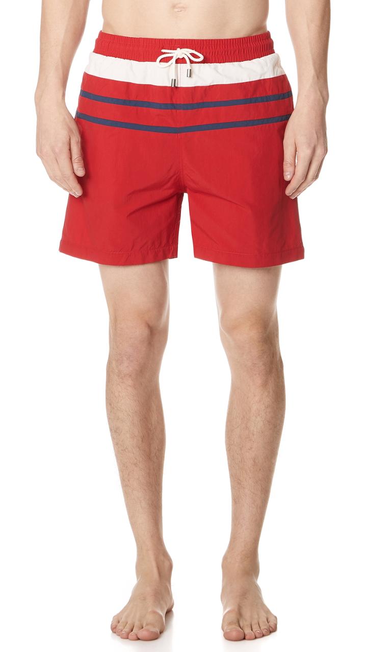 Solid Striped The Classic Red Trunks With Stripes