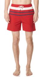 Solid Striped The Classic Red Trunks With Stripes