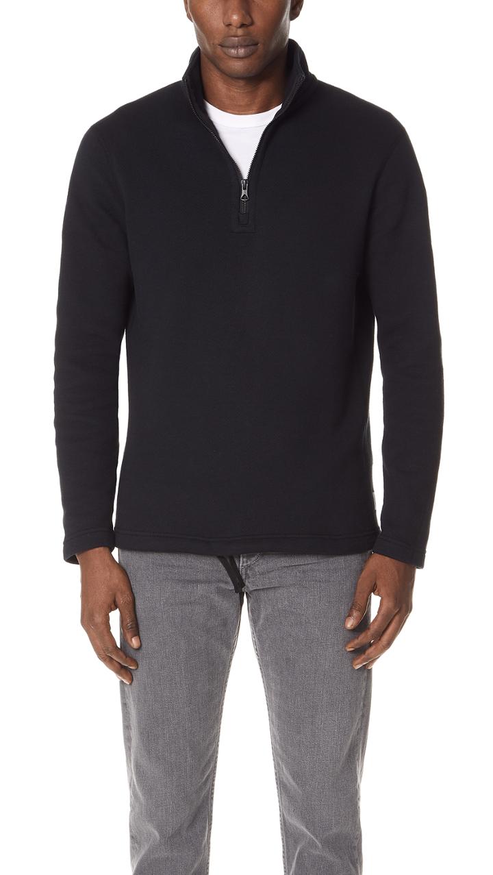 Reigning Champ Mesh Double Knit Half Zip Long Sleeve Sweatshirt
