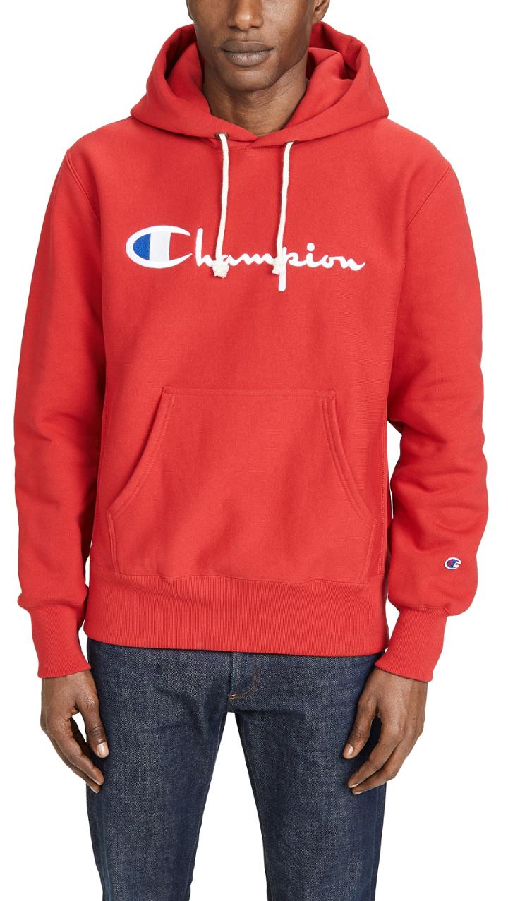 Champion Premium Reverse Weave Big Script Logo Hooded Sweatshirt