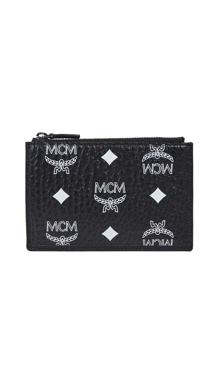 Mcm White Logo Visetos Key Pouch