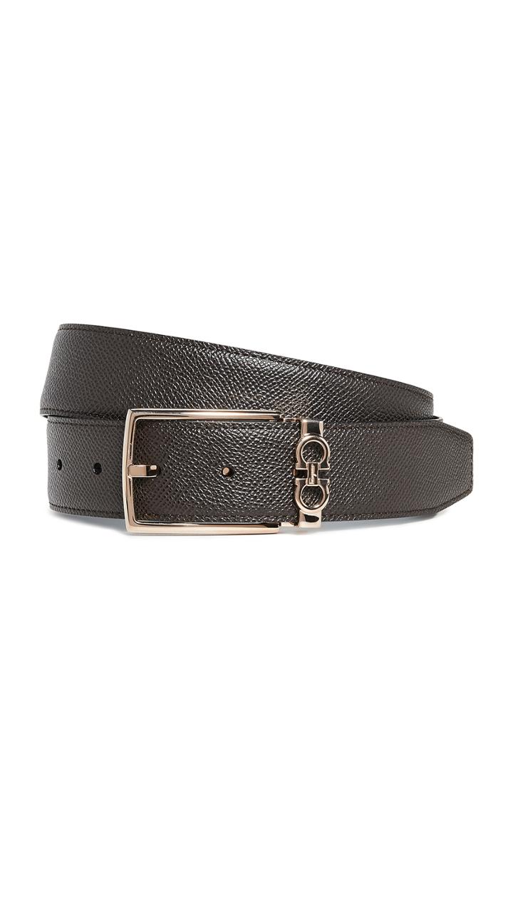 Salvatore Ferragamo Rose Gold Gancio Reversible Belt