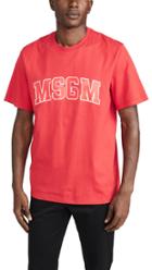Msgm Msgm Collegiate Logo Short Sleeve Tee Shirt