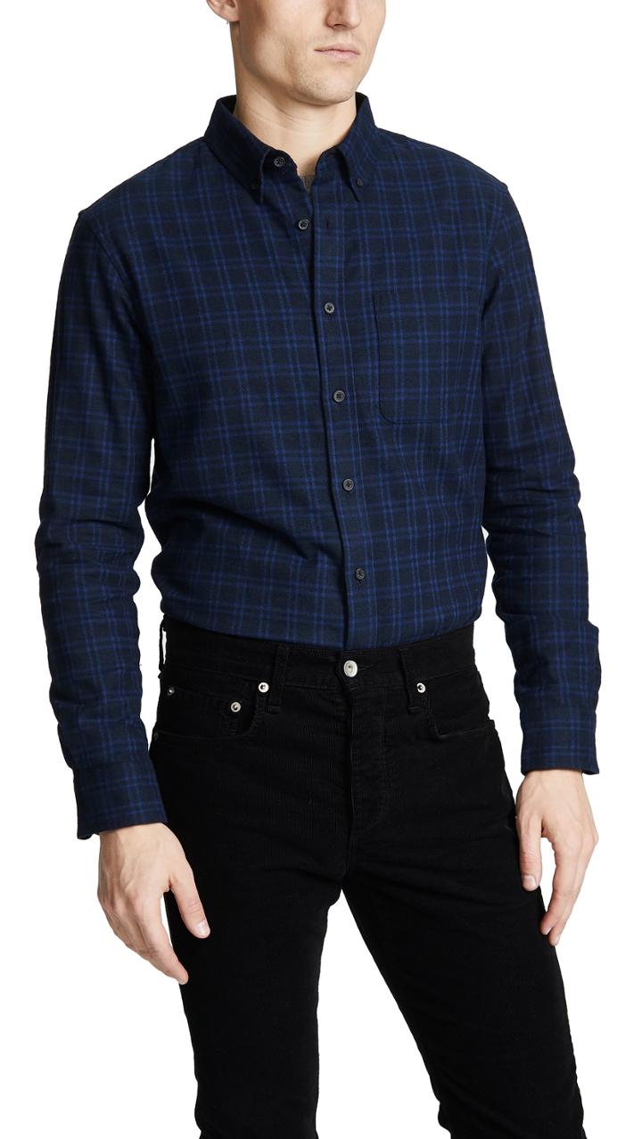 Club Monaco Jaspé Check Flannel Shirt